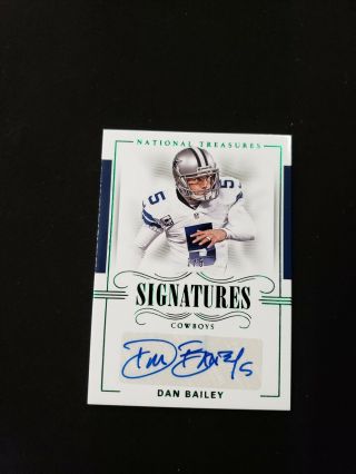 Dan Bailey 2018 National Treasures Signatures Emerald Auto 1/5 Cowboys Autograph