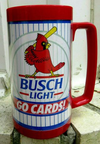 Busch Light Beer " Go Cards " Thermal Thermo Mug St.  Louis Cardinals Baseball