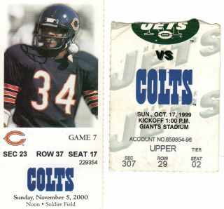 Early Peyton Manning Away Ticket Stub - 1999 - 2005 Indianapolis Colts - Pick One