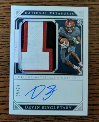 2019 National Treasures Devin Singletary Rookie Patch Auto Sp 05/25 Jersey