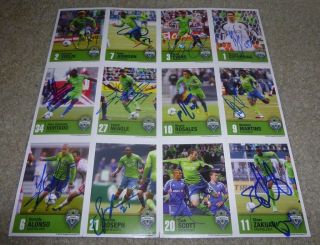 2013 Seattle Sounders Fc Team Signed Trading Card Sheet (12) Auto 