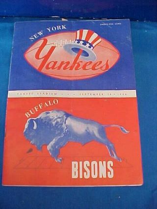 Orig 1947 Buffalo Bisons Vs Ny Yankees All America Football Conf Game Program