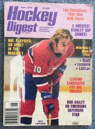 Hockey Digest Guy Lafleur June 1978 Back Issue
