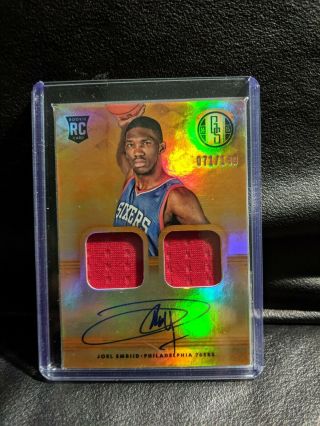 2014 Joel Embiid Panini Rc Gold Standard Rookie Autograph Patch /149 Auto Rc