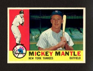 1960 Topps 350 Mickey Mantle - York Yankees Hof - Centered - Nm - Mt,