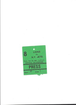 1985 (11/28) Press Pass Silverdome Ny Jets Vs.  Detroit Lions