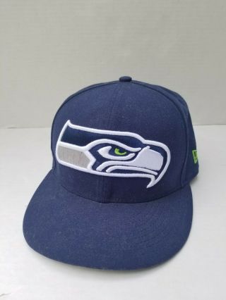 Era 59fifty Fitted Hat 7 1/2 Nfl Seattle Seahawks Cap Embroidered Pre - Owned