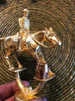 Barrel Racing Horse Trophy Figure - Vintage Metal - Male Rs Owens