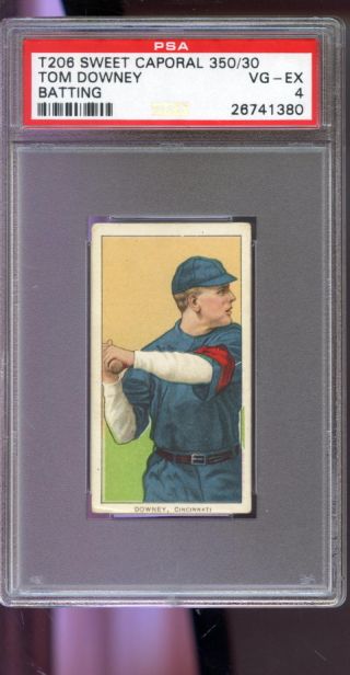 1909 T206 Sweet Caporal Tobacco Tom Downey Batting Psa 4 Graded Baseball Card