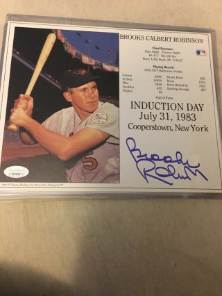 Brooks Robinson Signed Hall Of Fame Induction 8x10 - Orioles Jsa