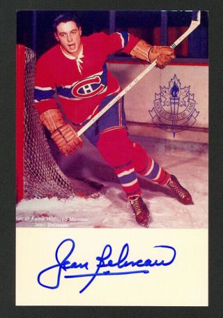 Jean Beliveau Hof Montreal Canadiens Hand Signed Autograph Auto 4x6 Photo