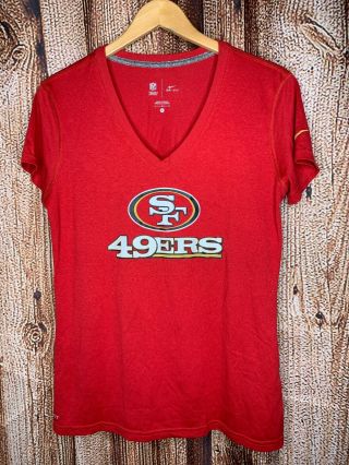 Nike Dri - Fit Nfl 49ers San Francisco Short Sleeve Red V - Neck Women 