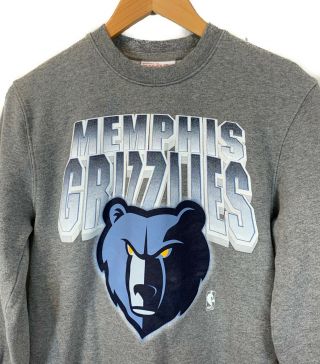 Memphis Grizzlies Mitchell & Ness Gray Graphic Crewneck Sweater Size Small Euc