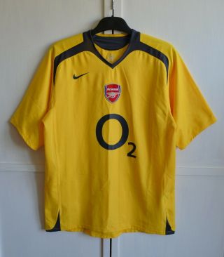 Arsenal London 2005/2006 Away Football Shirt Jersey Trikot O2 Yellow Nike Size L