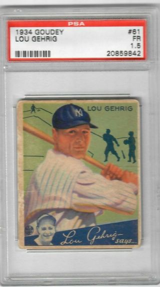 1934 Goudey Lou Gehrig Psa 1.  5 Fair 61