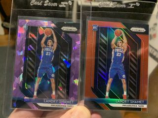 2018 - 19 Landry Shamet Purple Cracked Ice /149 & Red Prizm /299 Rc Clippers