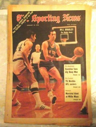The Sporting News Newspaper January 10,  1970 Bill Bradley York Knicks Nba