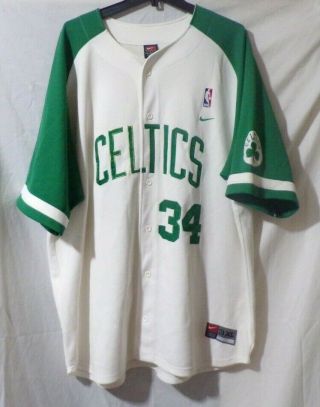 Nike Team Boston Celtics Paul Pierce Embroidered White Warm Up Jersey Size 3xl
