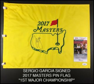 Sergio Garcia Autographed 2017 Masters Pin Flag Golf Pga Tour Jsa