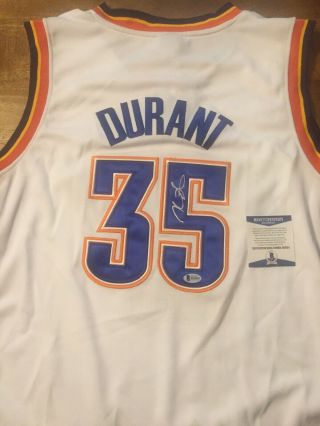 Kevin Durant Signed Autographed Thunder Jersey Bas Beckett