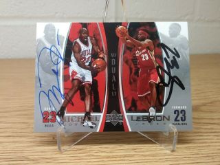 Michael Jordan/lebron James Dual Hand Signed Auto Autograph Card W/coa 