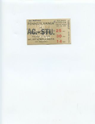 1959 Pennsylvania Vs.  Princeton Football Ticket Stub (penn Ivy League Champions)
