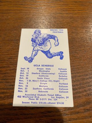 1946 Ucla Football Pocket Schedule