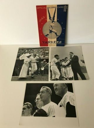1942 Ny Yankee Program/scorecard,  3 Vintage Joe Dimaggio Photos Louis Requenta