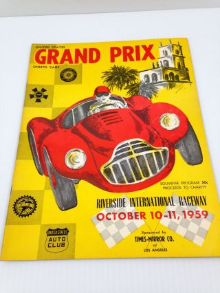 1959 Grand Prix Riverside International Raceway Souvenir Program 2nd Annual Ca