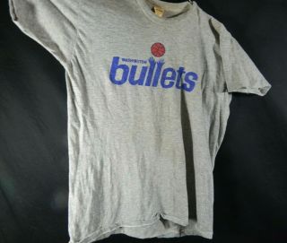 Vintage Washington Bullets Graphic T Shirt Nba Basketball Grey 90s Xl Brooklyn