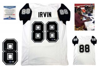 Michael Irvin Signed Jersey - Beckett - Autographed W/ Photo - White Tb