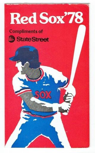 Boston Red Sox 1978 Pocket Schedule