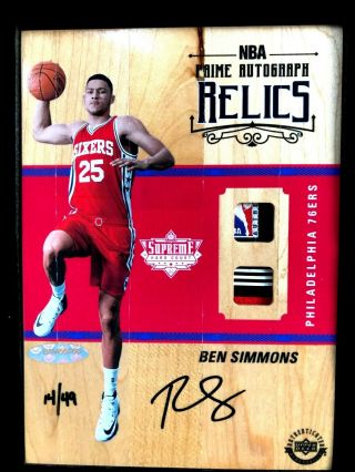 2017 - 18 Supreme Hard Court Basketball Ben Simmons Rc Auto Patch Tag 14/49