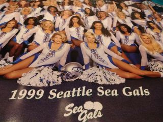 Vintage Seattle Seahawks 1999 Sea Gals Poster Cheerleaders 13.  5 " X 19 " Seagals
