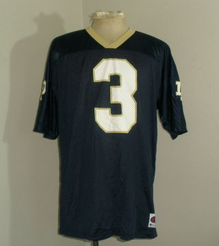 Mens Vintage Champion Notre Dame Navy Gold 3 Football Jersey Usa Made 48