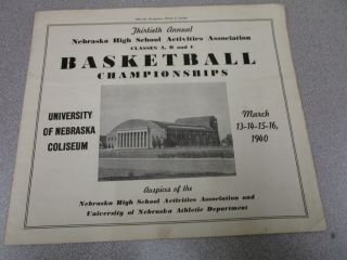 1940 Nebraska High School Basketball Championships Program - Class A,  B And C