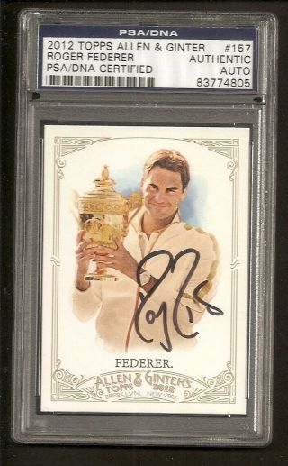 Roger Federer Wimbledon 2012 Topps Allen & Ginter Card Signed Auto Psa/dna