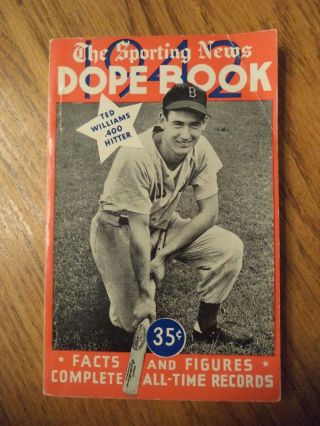 1942 The Sporting News Dope Book Ted Williams Boston Red Sox.  400 Hitter
