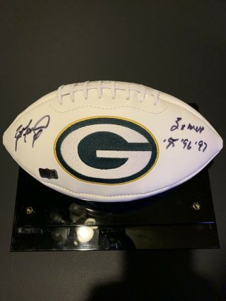Brett Favre Autographed Green Bay Packers Logo Football With Inscription W/