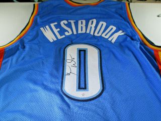 Russell Westbrook / Okc Thunder / Autographed Custom Blue Basketball Jersey