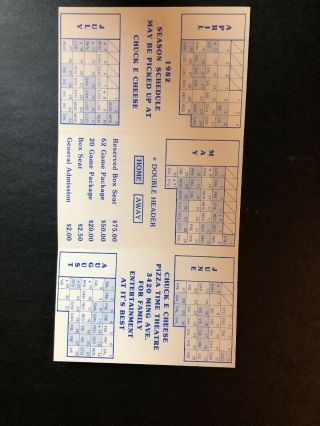 1982 BAKERSFIELD MARINERS MINOR LEAGUE BASEBALL POCKET SCHEDULE CARD 2