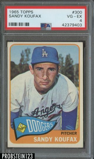 1965 Topps 300 Sandy Koufax Psa 4 Vg - Ex Dodgers Hof