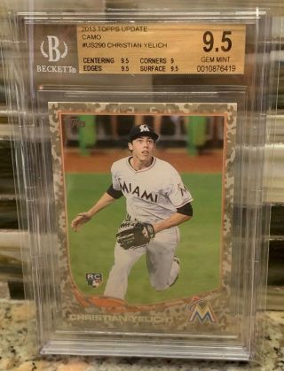 2013 Topps Update Camo Us290 Christian Yelich Bgs 9.  5 Gem Rc D/99
