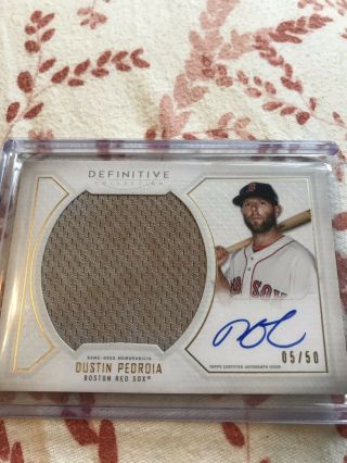 2019 Topps Definitive Dustin Pedroia Game Jersey On Card Auto /50 Red Sox