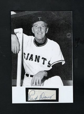 1961 - Pcl - Red Davis - Tacoma Giants Autographed Cut W/ Photo/bio - (d.  2002)
