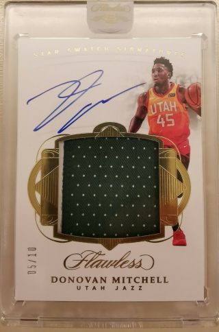 2017 - 18 Flawless Donovan Mitchell Star Swatch Gold Rookie Patch Auto Rc Rpa 5/10