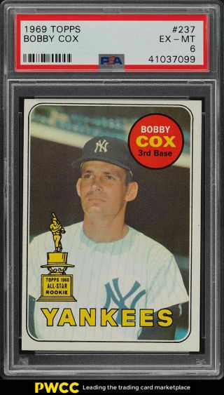 1969 Topps Bobby Cox Rookie Rc 237 Psa 6 Exmt (pwcc)