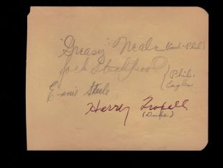 Greasy Neale Signed Cut Album Page Auto Bas Autograph Ernie Steele Stackpool