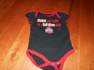 Ohio State Buckeyes Romper Bodysuit Bby Girl 6/9m Black Red 6 9 Months Buck Eye