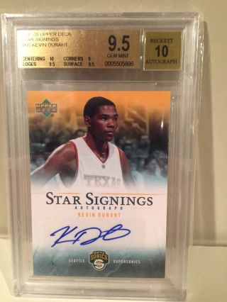 2007 - 08 Kevin Durant Bgs 9.  5 Auto 10 Ud Upper Deck Star Signings Rc Psa 10